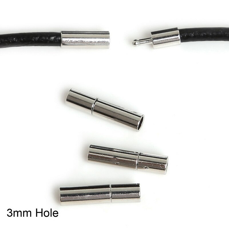 10 sztuk/partia rodowane metalowe zaślepki klamrami pasuje 2/3/4/5/6mm okrągły skórzany przewód robić bransoletki zrobienie DIY ocena biżmacica...: 3mm