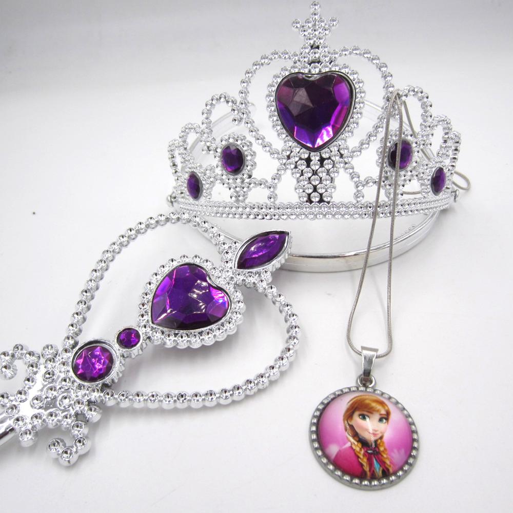 TOP Her. Zen Prinzessin Krone Hair Kinder Mädchen Geburtstag Kinder Haar Clip Tiara Zauberstab Sets Schmuck XRN15: Anna purple set