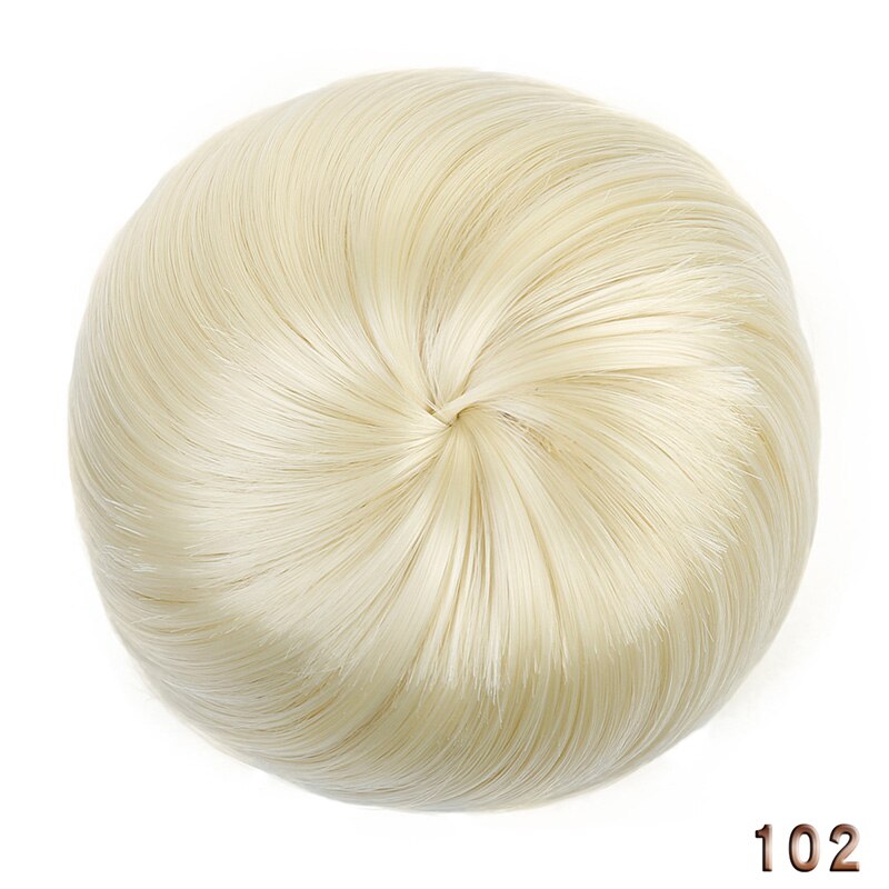 Shangke jenter brunt blondt bollehår chignon syntetisk smultringrulle hårstykker med høy temperatur fiber for kvinner: #14