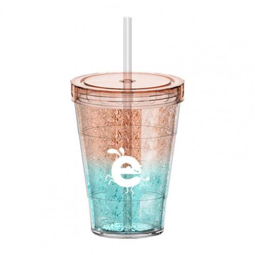 410ml Double-walled Ice Cup Nice-looking Large Capacity Healthy Cold Drinks Iced Coffee Plastic Cup for Summer Drinks Iced Cup: Orange