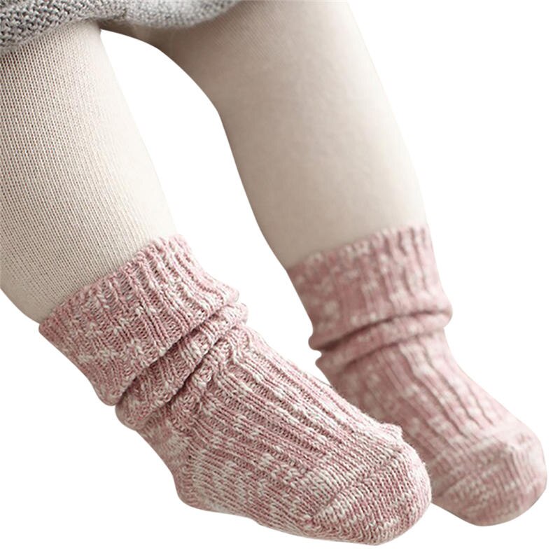 1 Pair Mix Color Cotton Baby Girls Boys Socks Ankle Length Thick Winter Calcetines Children Socks for 0-4 Years: Pink M