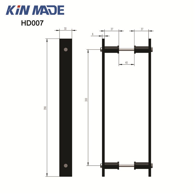 14&quot; Steel Rustic Black Barn Door Handle And Pull Wood Door Two-Side Flat Bar-to-Bar handles