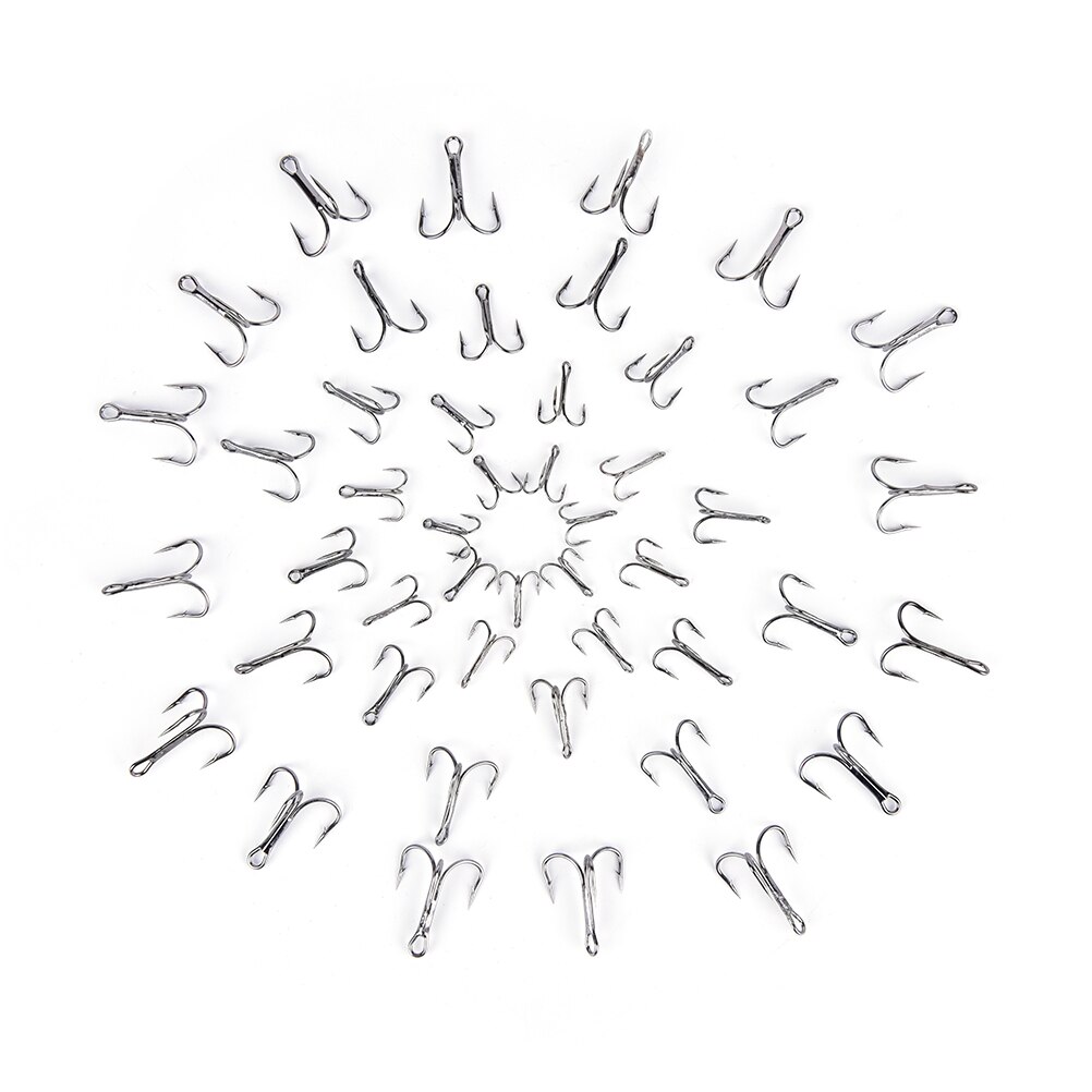 20pcs/ Set Treble Fishing Hooks Carbon Steel Barbed Fishhooks Super Sharp Triple Hooks Sea Tackle Accessories