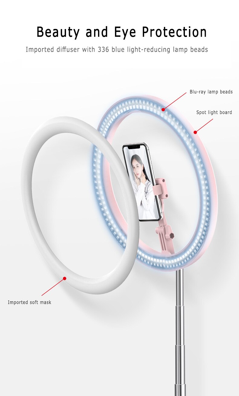 Ronde Base Dimbare Led Ring Licht Draagbare Opslag Vouwen Telefoon Selfie Vullen Licht 3300-6000K Universal Selfie Led ring Flash