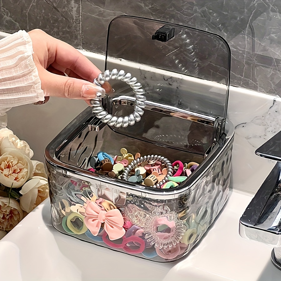 Organizador de accesorios para el cabello, caja de almacenamiento, organizador de lazos para el cabello acrílico transparente para diadema, lazos, organización de hisopo de algodón, baño