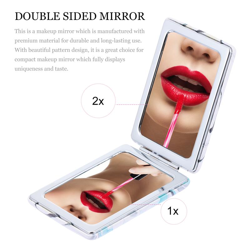 1Pc Opvouwbare Make-Up Spiegel Dubbelzijdig Compacte Spiegel Cosmetische Spiegel Dubbelzijdige Spiegel Draagbare Opvouwbare Spiegel