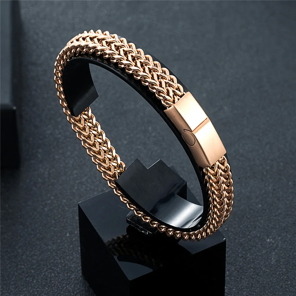 MKENDN 8MM Blauw Rvs Kinketting Armband Mannen Vrouwen Ketting Armbanden & Bangles Hip Hop Biker Sieraden: 21cm / Donkergroen