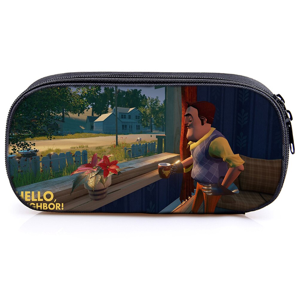 Cute Hello Neighbor Kids Pencil Case Cute Stationery Box Students Boys Girls Makeup Bags: 12