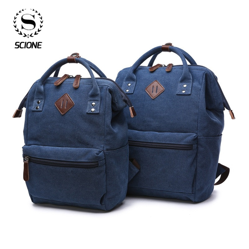 Scione Canvas Heren Rugzak School Rugzak Mannen Vintage Rugzakken Vrouwen Reizen Schouder Bagpack Tieners Laptop Back Pack