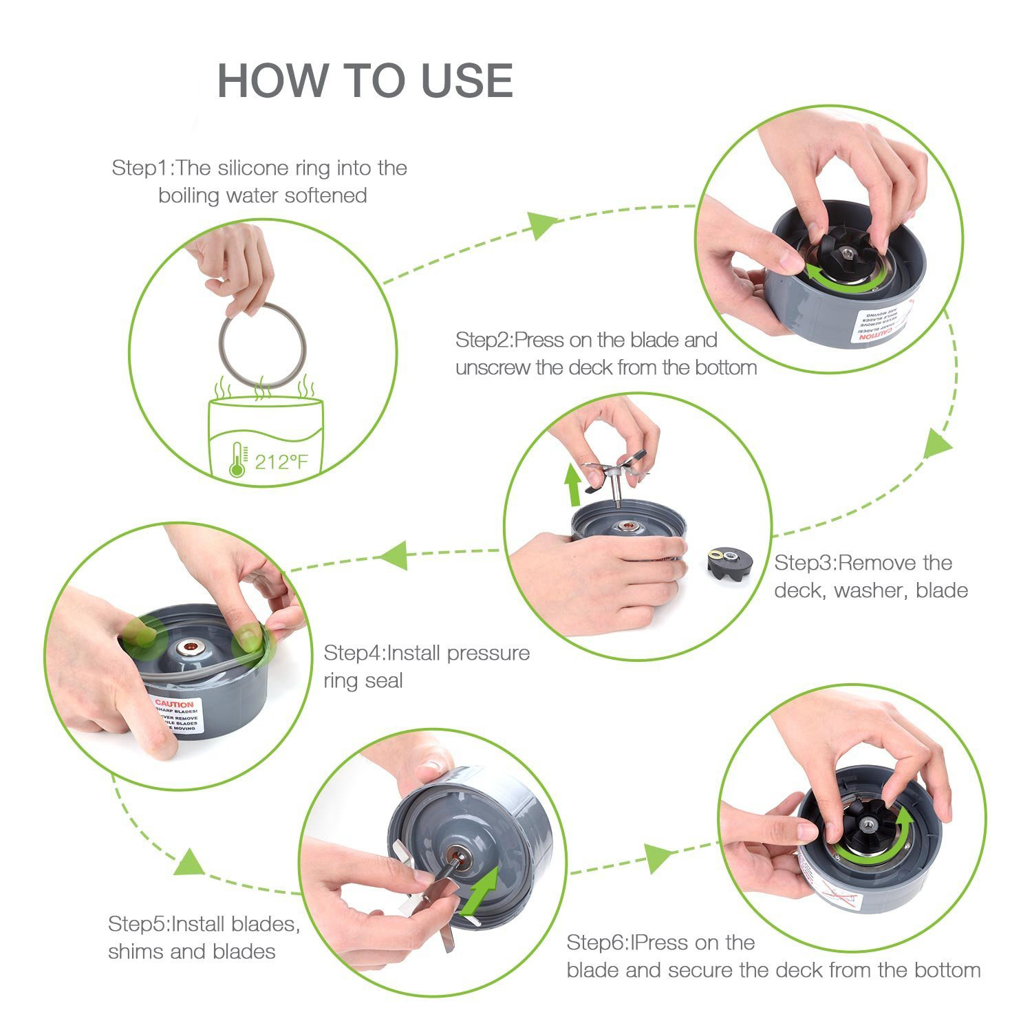 Erstatningskopper med flip top to-go låg til nutribullet 6- stykke højhastighedsblender/mixer, pakning og 32oz kopper til nutribulle