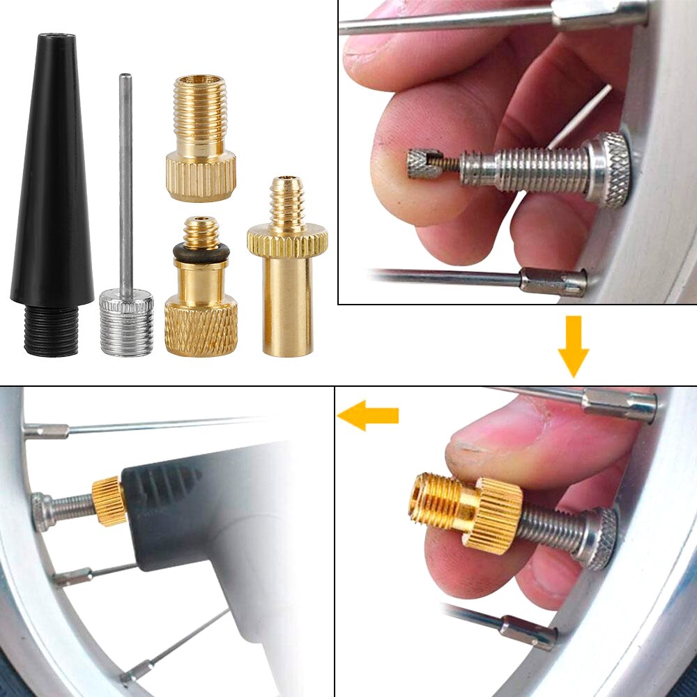 5 teile/satz Fahrrad Ventil Adapter einstellen Fahrrad Pumpe Adapter Konverter Luftpumpe Adapter Ventil für Fahrrad Reifen Aufblasbare Ball FußBall