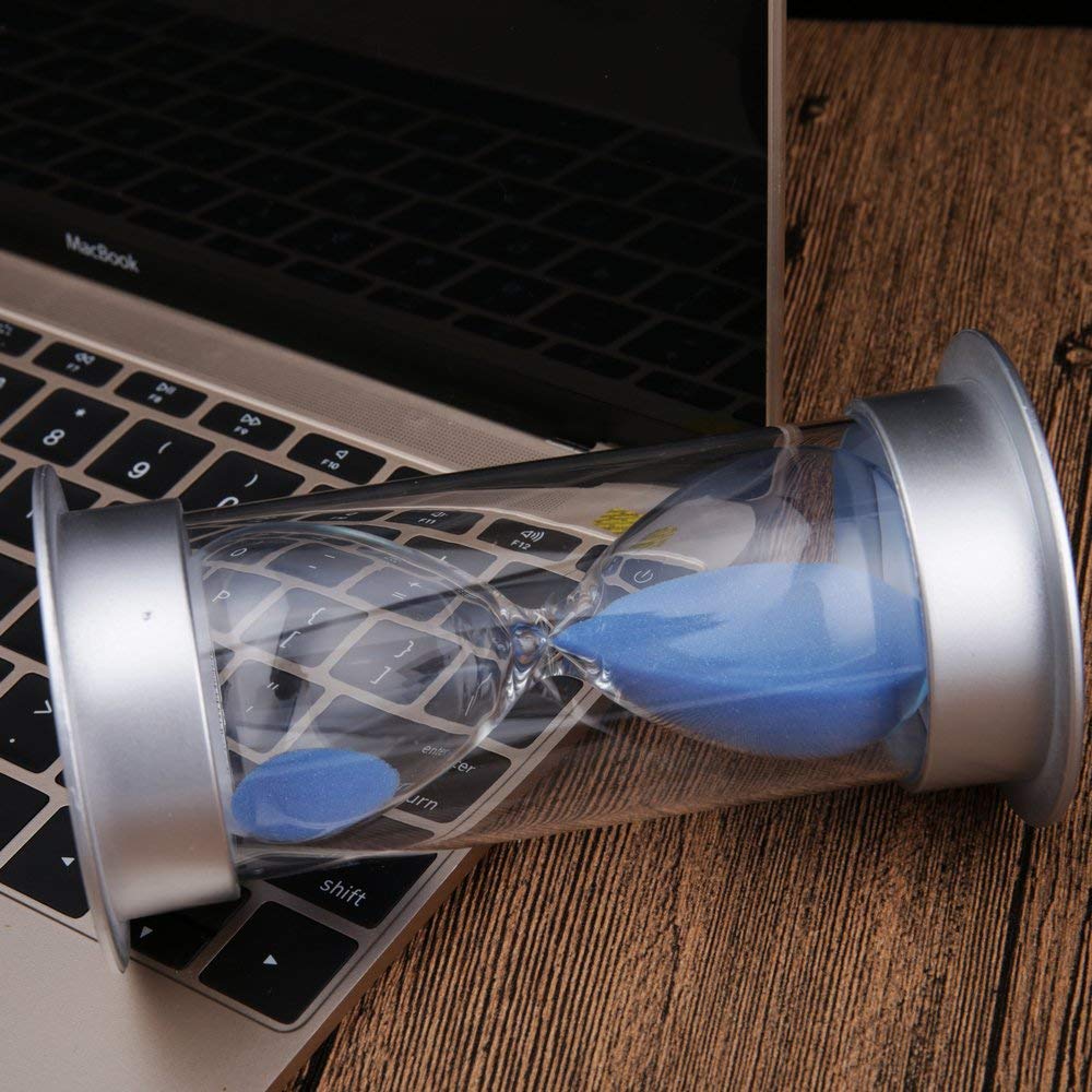 45 Minutes Hourglass,Modern Sand Timer with Blue Sand for Mantel Office Desk Coffee Table Book Shelf Curio Cabinet or End Tabl