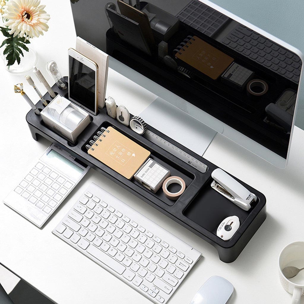 S5#Plastic Office Storage Rack Desk Organizer Table Stationery Holder Desktop Organizer for Computer/Keyboard/Textbooks#25