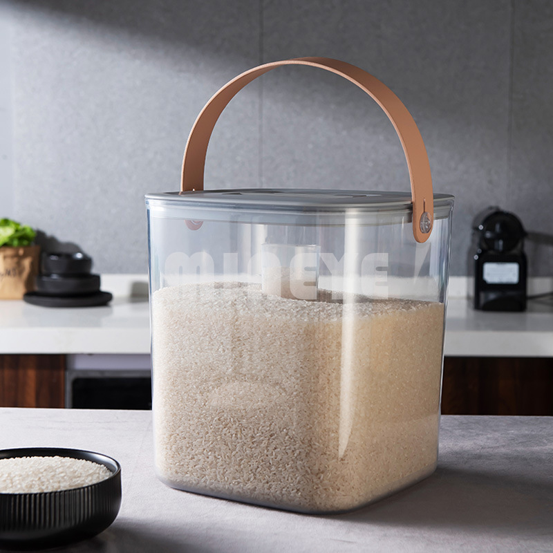 Large Airtight Food Container Plastic Transparent Rice Flour Bin Kitchen Pantry Bulk Food Storage Box with Portable Handle