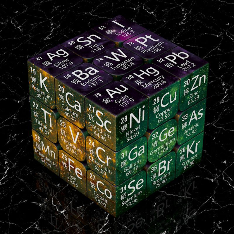 Cube magique 3x3x3, tableau périodique chimique, physique, Puzzle 3x3, pour étudiants, formule mathématique, jouet d'apprentissage éducatif pour enfants: YELLOW