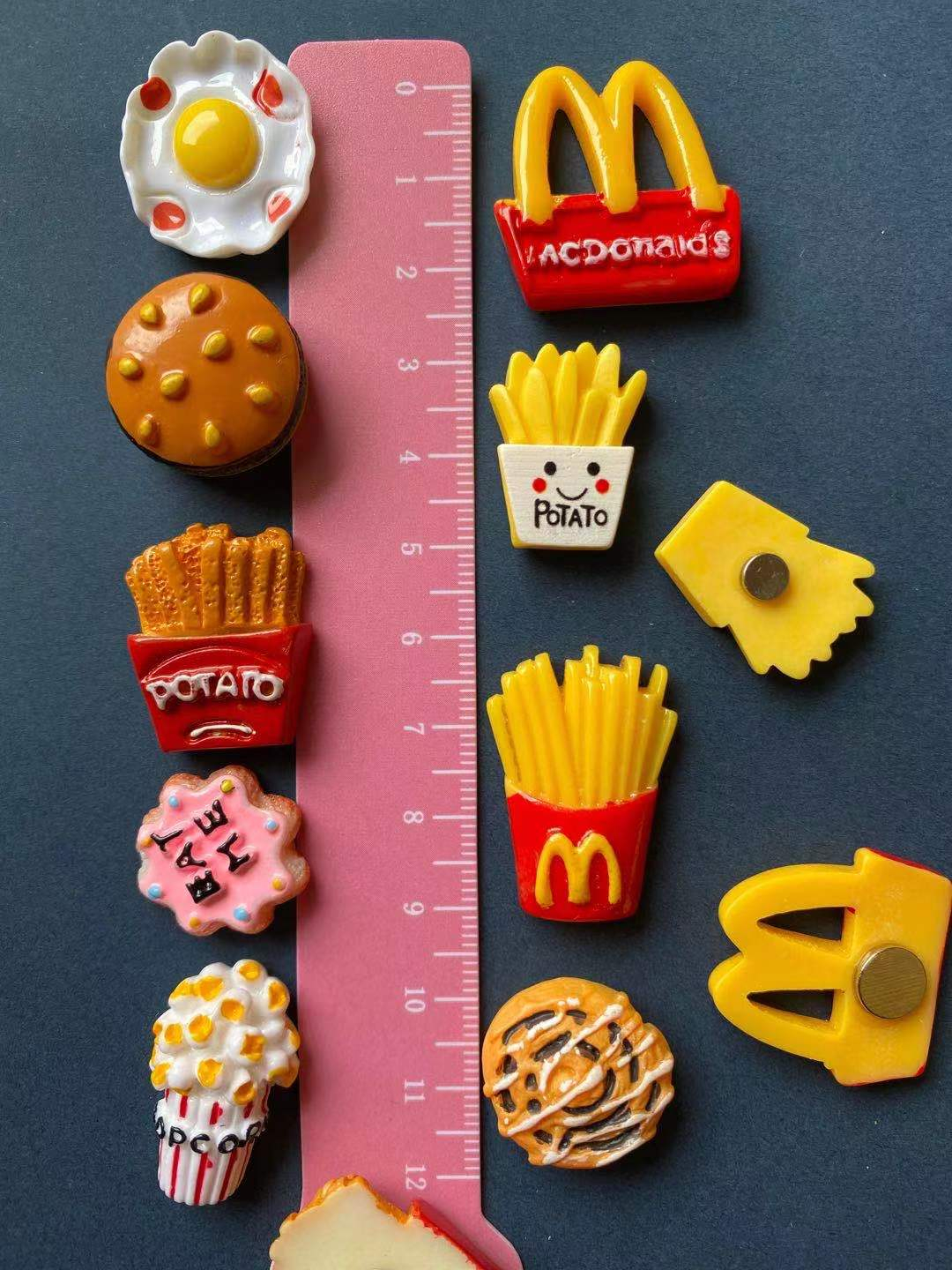 Leuke Frieten Hamburger Cartoon Creatieve Drie-Dimensionale Magnetische Sluiting Koelkast Magneten Magneten Home Decor
