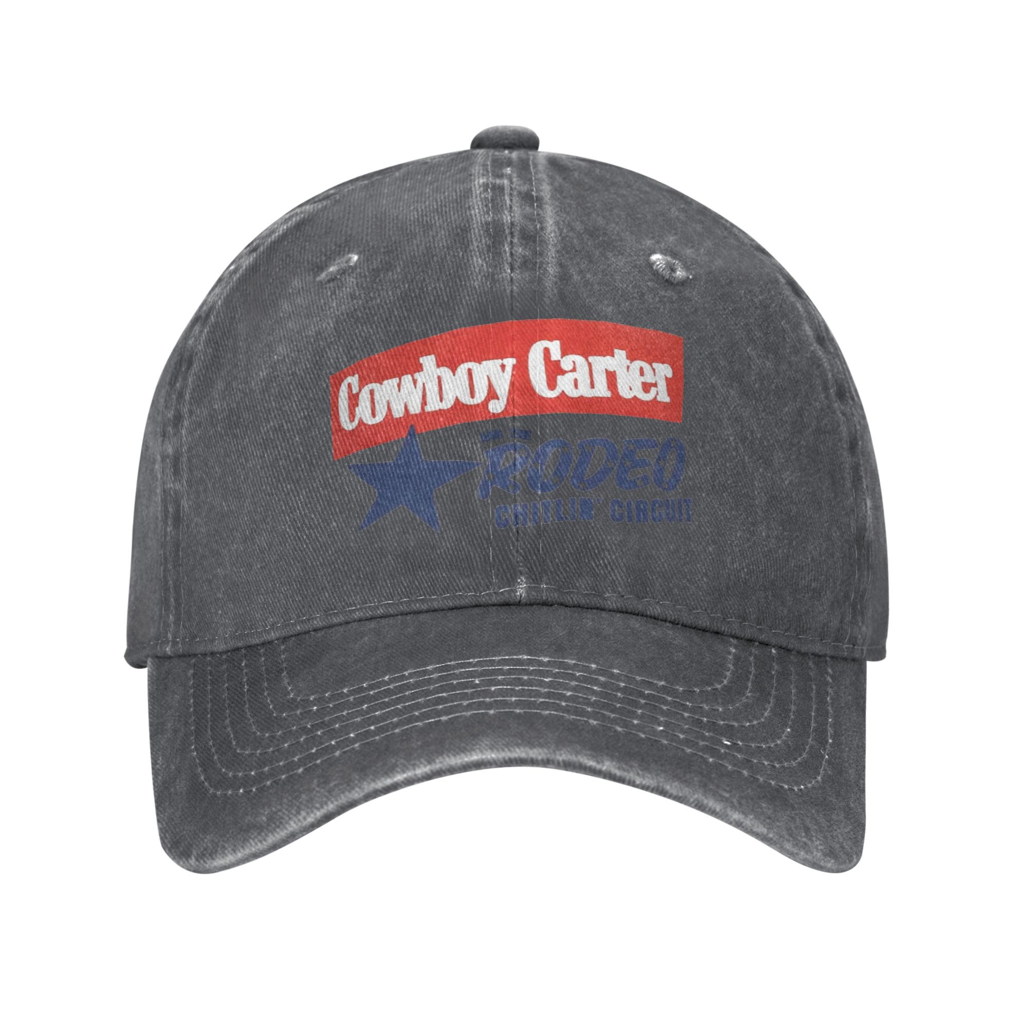 Vintage beyonce cowboy carter rodeo chitlin' circuit baseballcaps for menn og kvinner, slitt denim-hodeplagg, justerbare hatter for utendørsbruk: Mørk grå
