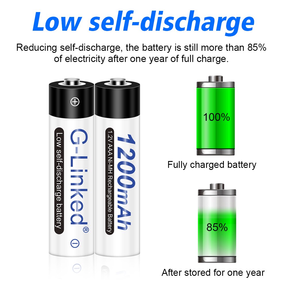 2/4/6/8/10/12PCS AAA Battery 3A 1.2V Ni-MH AAA Rechargeable Battery Batteries Low Self Discharging AAA Batteries 1200mAh