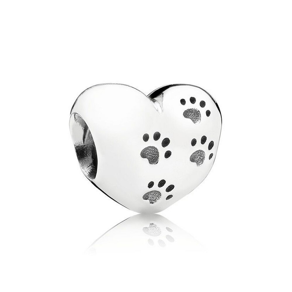 100% 925 Sterling Silver Ghost Elephant Element Woven Paw Prints LITTLE BOY GIRL CHARM Puppy Charm Children And Women: Gray