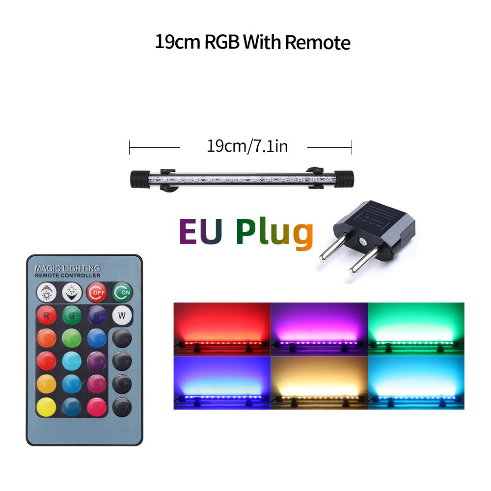Aquarium LED Bar Light Waterproof Fish Tank Light 18-57CM Underwater Aquario Lamp Aquariums Decor Lighting 90V-220V EU/US/UK/AU: 19CM-EU