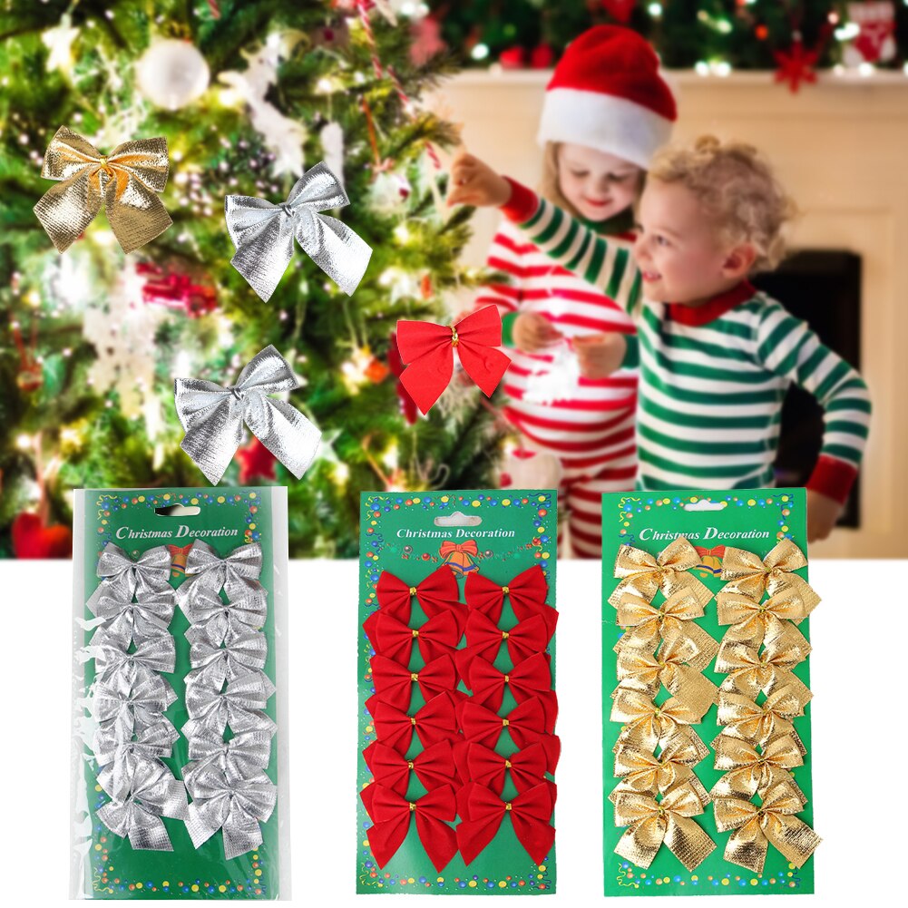 24 stuks mooie strik kerstversiering kerstboomdecoratie festival feest huis strikken kerstballen kerstballen jaardecoratie