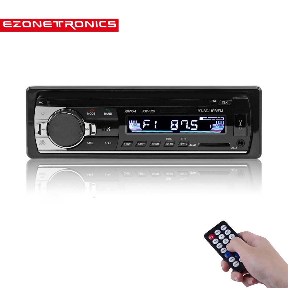 Car FM and MP3 MP4 Bluetooth Stereo Radio Receiver Aux with USB Port and SD Card music Universal player JSD520