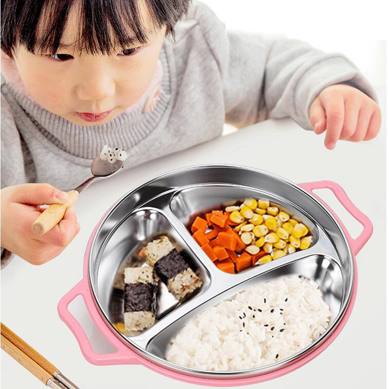 Stainless Steel Children Tableware Baby Dinner Plate Separation Training Plate Dinnerware Set Baby Feeding Bowl