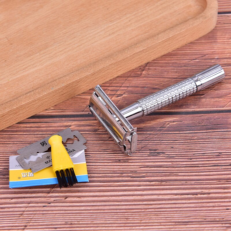 Men's Traditional Double Edge Chrome Wet Shaving Safety Razor Manual Razor+ 1 Blade +1 Travel Case Beard Hair Care
