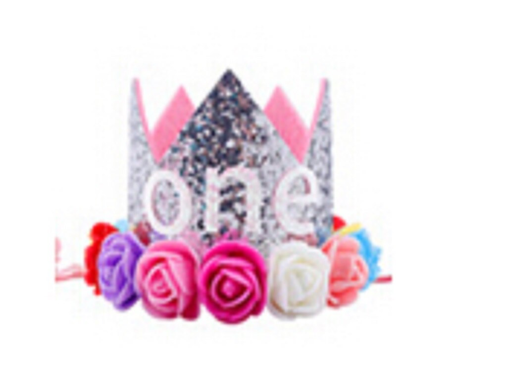 Citgeett barn baby 1st bursdag lue glitter krone blomst hode hårbånd fest hodeplagg floral nydelig en søt: F