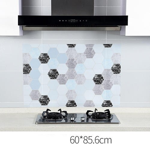 Anti-olie væg klistermærker høj temperatur køkken selvklæbende væg papir vandtæt badeværelse fliser væg plakat 60*85cm 60*300cm: Grå 1