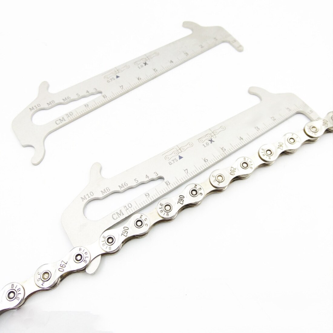 Stainless Steel Bicycle Chain Gauge Wear Gauge Bike Chain Measurement Multifunctional Ruler 125 * 42mm