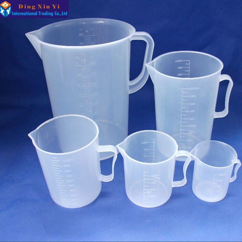 2PCS/lot 250ml plastic beaker with scale plastic measuring beaker plastic cup with handle