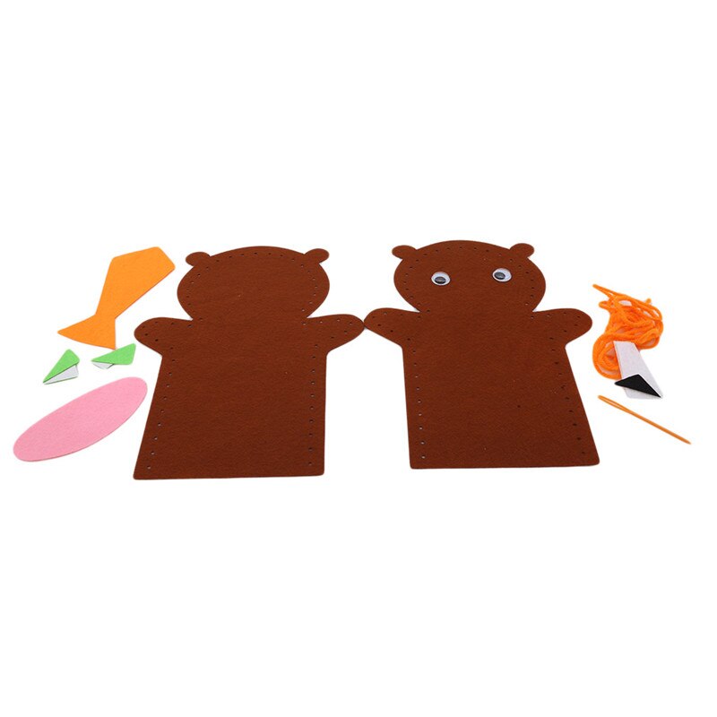 1Pc Diy Handgemaakte Cartoon Dieren Geweven Stof Handschoen Kids Vinger Onderwijs Leren Craft Speelgoed Leuke Gadgets Kinderen Speelgoed: bear