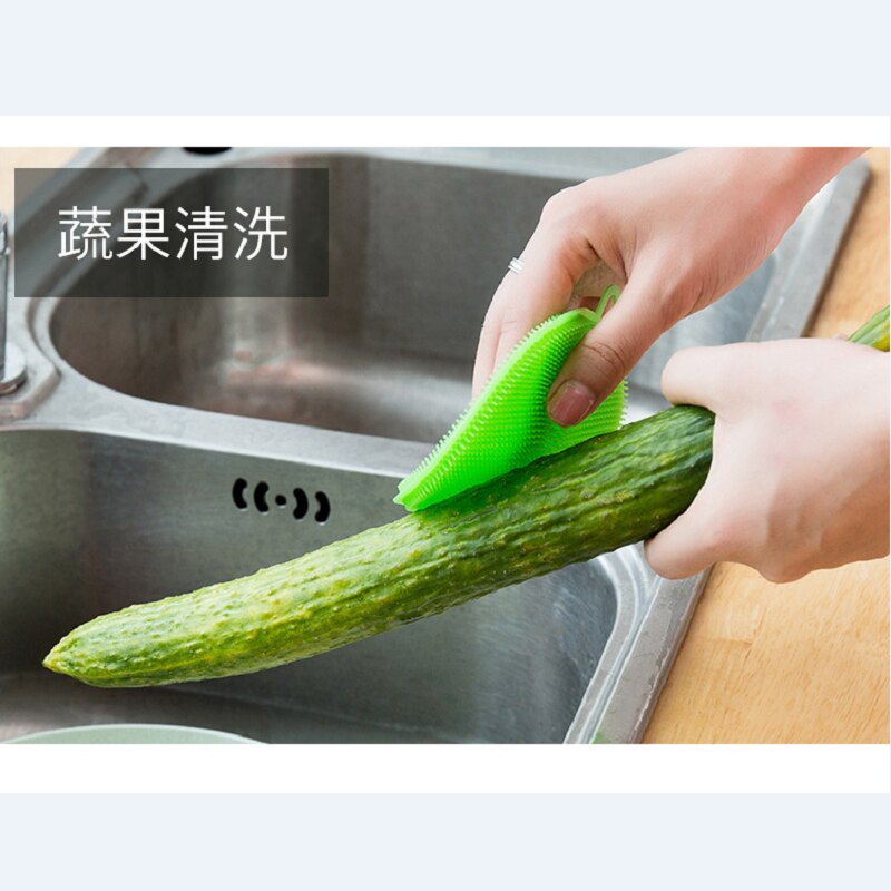 Brosse de nettoyage de cuisine en Silicone, brosse à vaisselle, fruits et  légumes, tampons à récurer