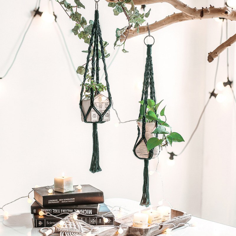 Hanging Baskets Handmade Plant Hanger Flowerpot Holder Basket Hanging Flowerpot Net Vintage Macrame Plant Hangers