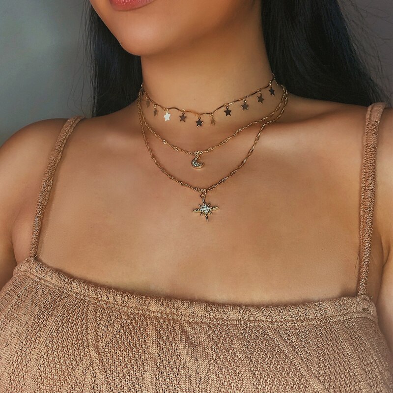 Punk Gold wielowarstwowa pszenica słońce naszyjnik wąż dla kobiet w stylu Vintage 2021 łańcuszek wisiorek Choker biżuteria prezenty ślubne INS Trendy