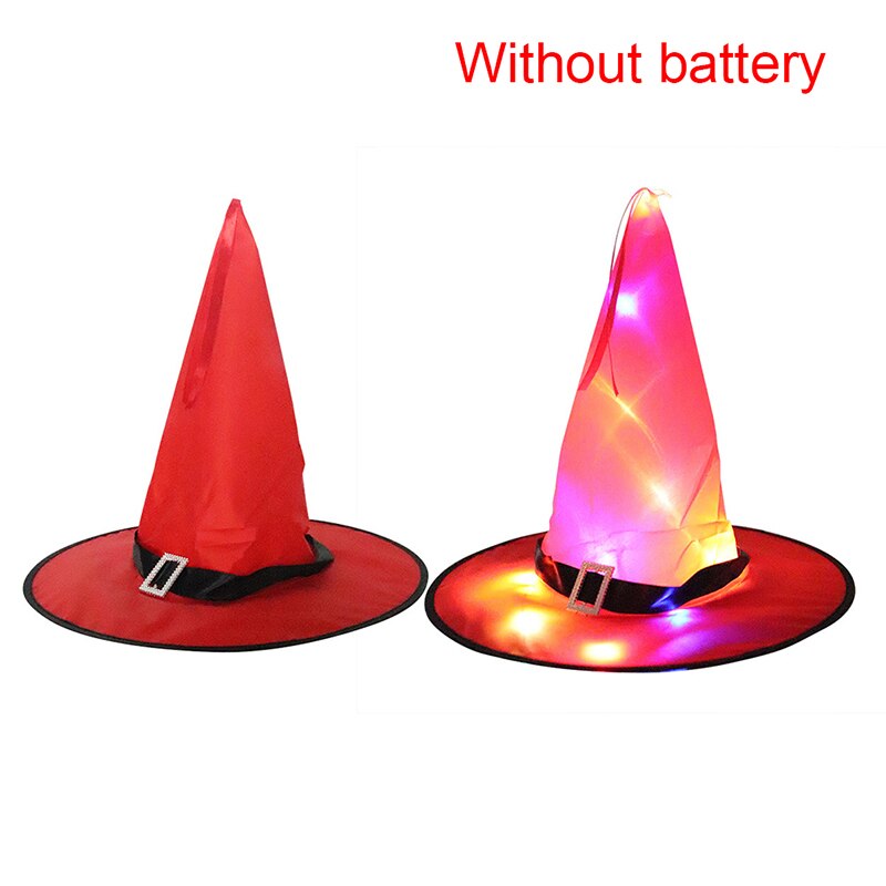 1pcs Halloween Witch Hat with LED Light Glowing Witches Hat Hanging Halloween Decor Suspension Tree Glowing Hat for Kids: Red