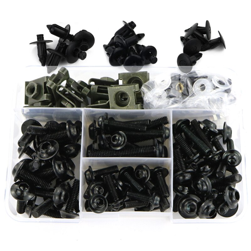 Volledige Kuip Bolt Kit Sluiting Clips Carrosserie Schroeven Fit Voor Honda CBR600 F F2 F3 F4 F4i Cbr 600RR 900RR 929RR 954RR RC51: black