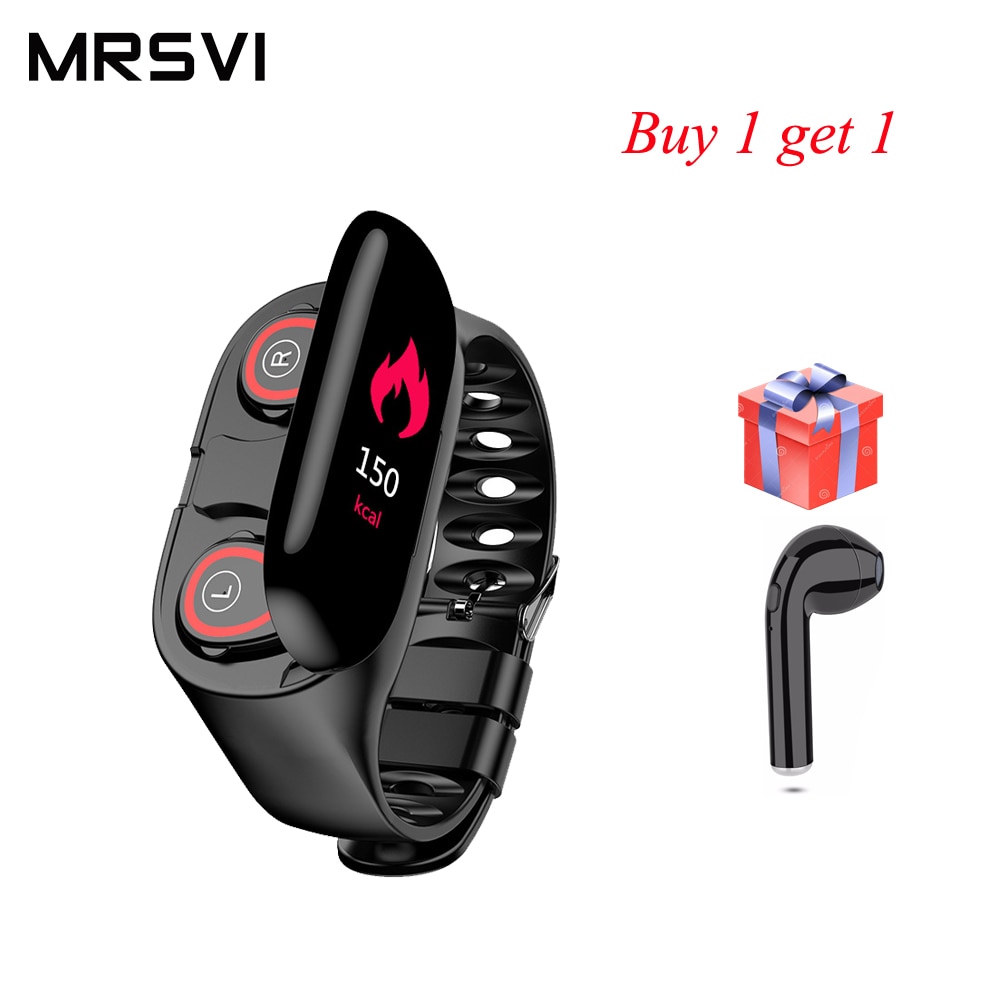 Sport Horloge Mannen 0.96 "M1 Ai Smart Horloge Met Bluetooth Oortelefoon Hartslagmeter Smart Polsband 2 In1 Sport fitness Armband
