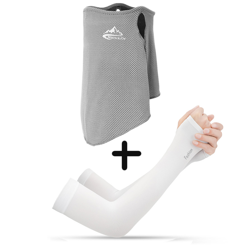 Mannen Hoofddeksels Bandana Fietsen Half Gezichtsmasker Neck Hood Cover Rijden Stofdicht Anti-Zweet Ademend Fiets Hoofd Sjaal voor Mannen: Scarf and Sleeves F