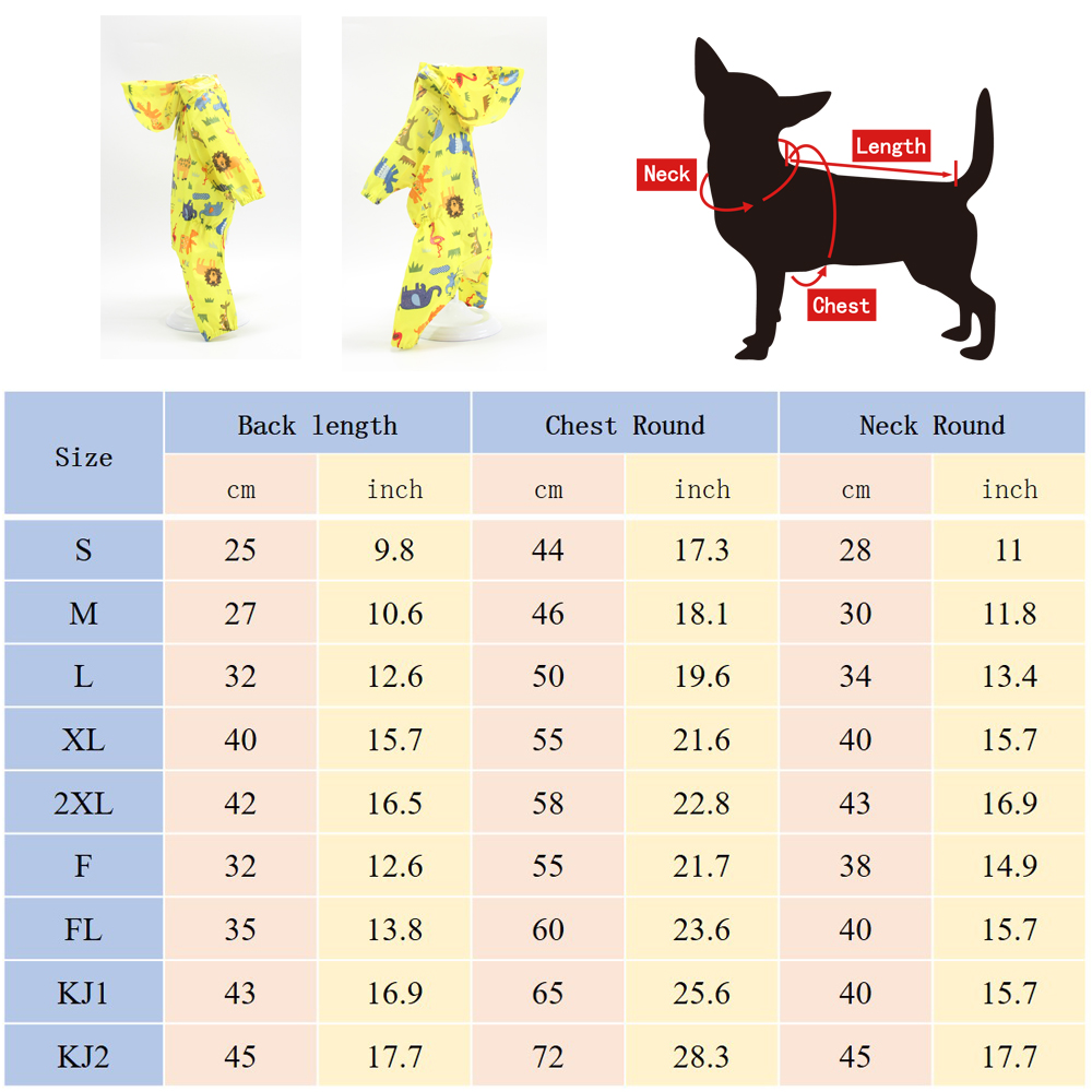 Chubasquero con estampado de cuatro patas para perro, impermeable, suministros para perro, ropa para mascotas