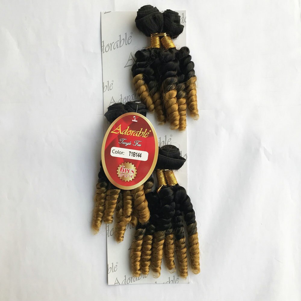 Adorable Full Packet Synthetic Hair Weaving Loose Wave 6 In 1 Set,Soft Heat Resistant Fiber Hair Bundles Go 6pcs Ombre Color