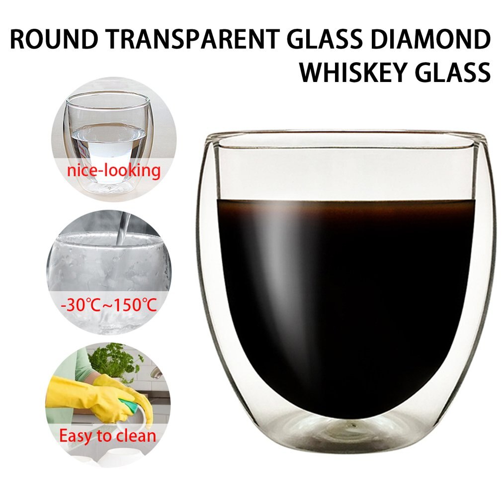 250ML Heat Resistant Double Wall Glass Cup Tea Drink Cup Handmade Insulated Clear Glass Transparent Egg Shape Water Glass