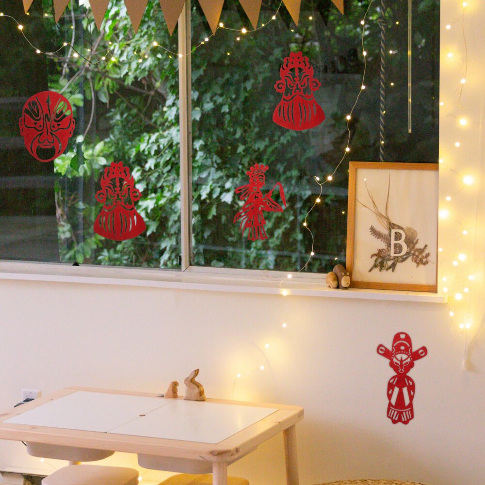 16pcs Children's DIY Chinese Paper Cuts Chinese Opera Masks Paper Cuttings (Red)