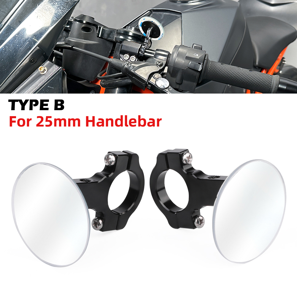 Universeller Rückspiegel, breite Sicht, konvex, Motorrad-Lenkerhalterung, hinterer Seitenspiegel, toter Winkel, randlos, 360-Grad-Drehung: Freier Raum