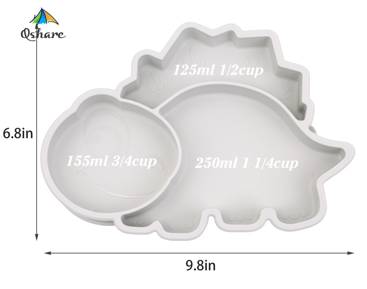 Platos de silicona de grado alimenticio platos de dinosaurio platos de cena para niños para autoalimentación de niños pequeños