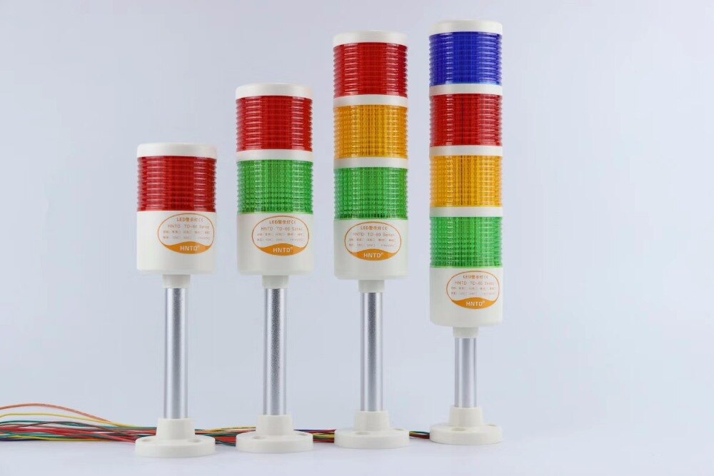 Dia 60m 24V Steady Light Industrial Signal Tower Safety Stack Alarm Warning Lamp Multilayer Rod Type buzzer For CNC Machines