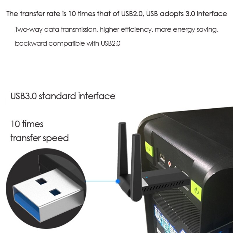 USB3.0 1200Mbps Wifi Adapter Dual Band 2.4-5.8GHz 802.11Ac RTL8812BU Wifi Antenna Dongle Network Card for Laptop Desktop