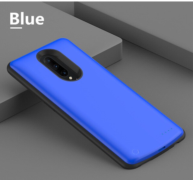 Kqjys-capa portátil para carregador de bateria, compatível com oneplus 7 pro, 6500mah: Blue For 7 Pro