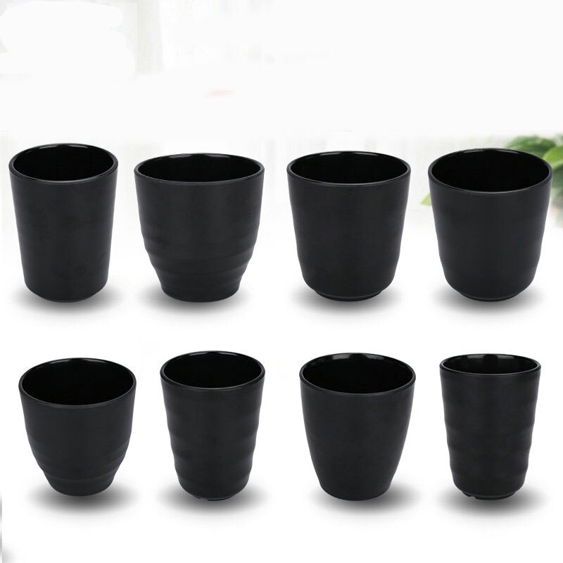 A5 Black Scrub Melamine Tableware Imitation Porcelain Plastic Restaurant Drink Tea Cup Tumblerful Tea Cup Water Coffee Cup 1 PCS